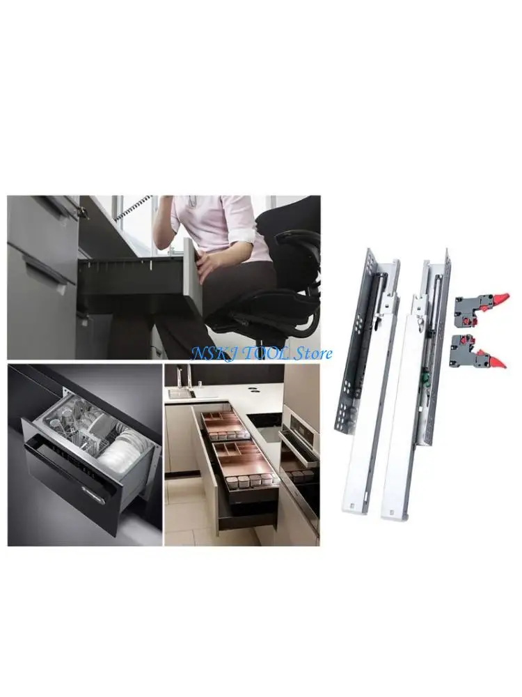 L8RC Soft Close Undermount Full Extension with Locking Devices Concealed  Bottom Mount Drawer Slides Heavy Duty Drawer Slides