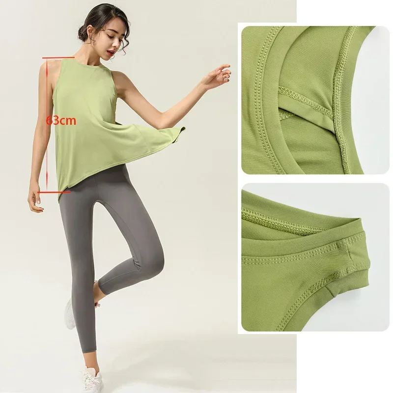 Aiithuug Tie Back Gym Sleeveless Women Workout Split Back Yoga Vest Loose Yoga Vest Split Back Quick Dry Yoga Tops Sleeveless
