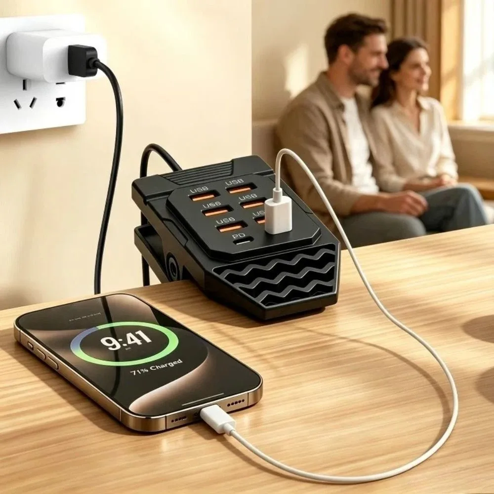 Clamp-Mounted USB Charger USB-A Input Fast Charging Charging Station 6 USB-A 2 USB-C Desktop USB Charger Desktop