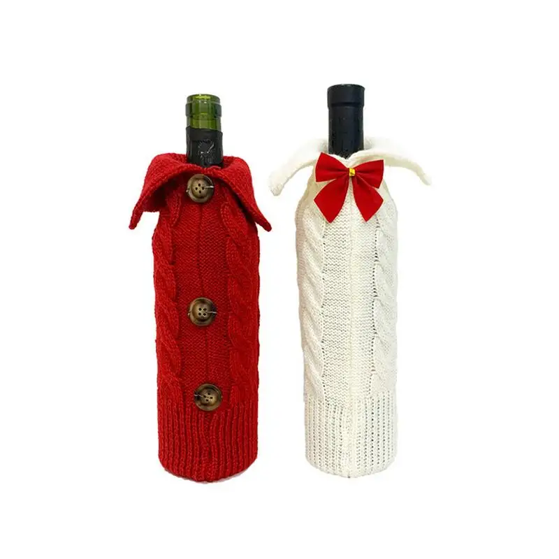 

Christmas Wine Bottle Cover Knitted Wine Bottle Bag Christmas Dinner Table Decoration Sweater For Wine Bottles 2024 Navidad