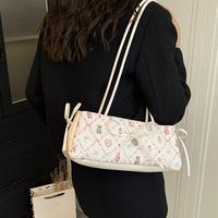 Kawaii Cute Women's Bag Sweet Style High End Underarm Bag Bow Print Bag Fashion Single Shoulder Handbag Trendy Cute Small Bag