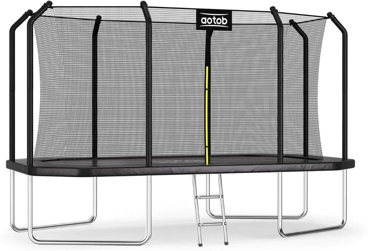 AOTOB 8×12 FT ，8×14 FT Rectangle Trampoline - Perfect Outdoor Large Trampolines for Kids - Gymnastics Style Trampoline