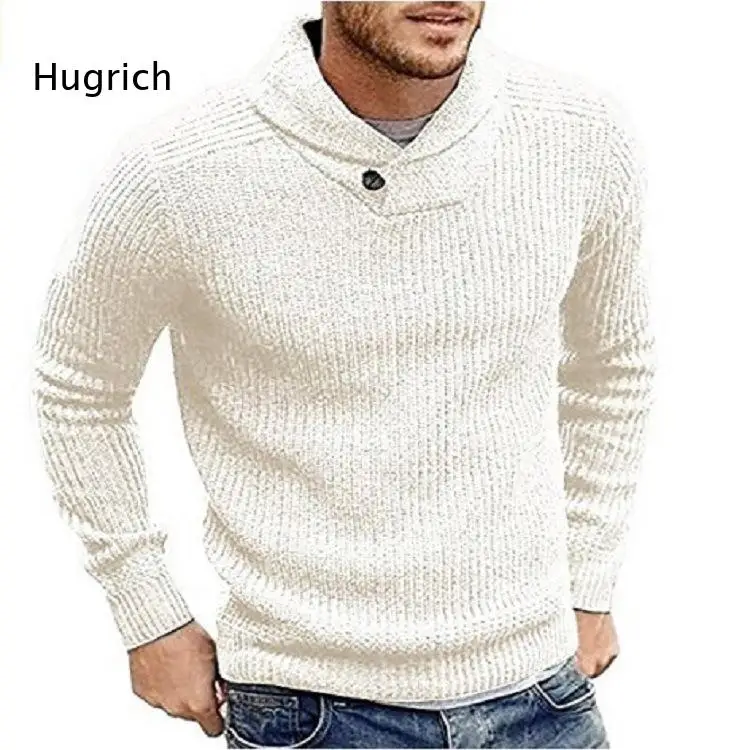 Fashion Men Single Button Shawl Collar Ribbed Knit Sweater Long Sleeve Warm Fall Winter Pullover Tops