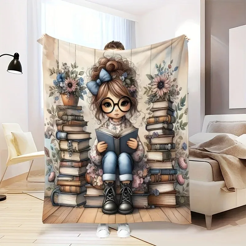 

Плед Bookworm в клетку - ультрамягкий плюш для кровати, дивана, офиса - прочный всесезонный подарок для читателей