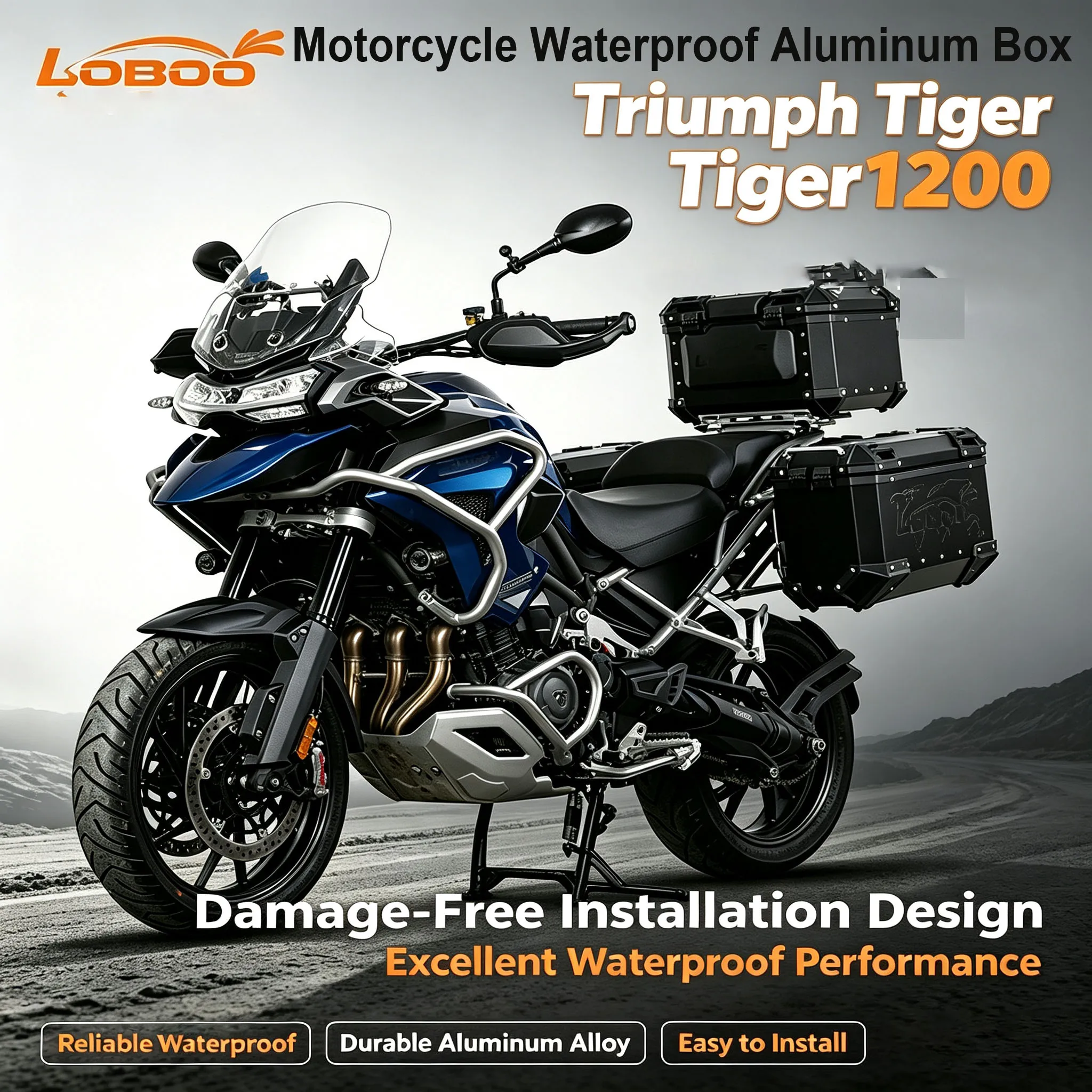 Motorcycle Trunk Side Luggage Box 37L/45L For Triumph Tiger Tiger 1200 2023- Pannier Frame Rear Top Box Helmet Travel Topcase