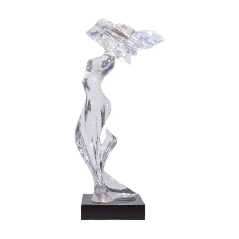 Living Room Entrance Light Luxury Sculpture Ornament Hotel Lobby Transparent Resin Floor Decorative Art
