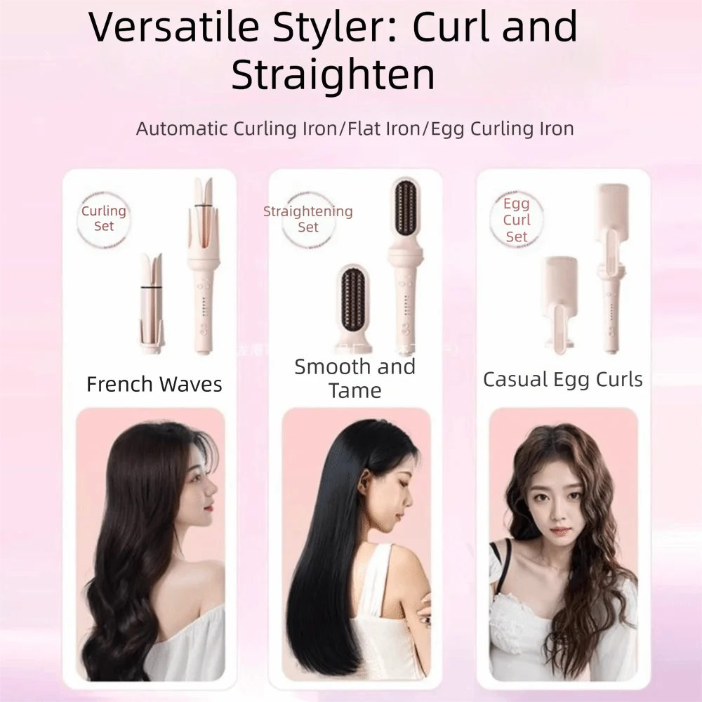 1set（5pcs） 40mm Large Barrel Automatic Hair Curler Automatic Rotating Humanized Handheld Negative Ion Curling Iron