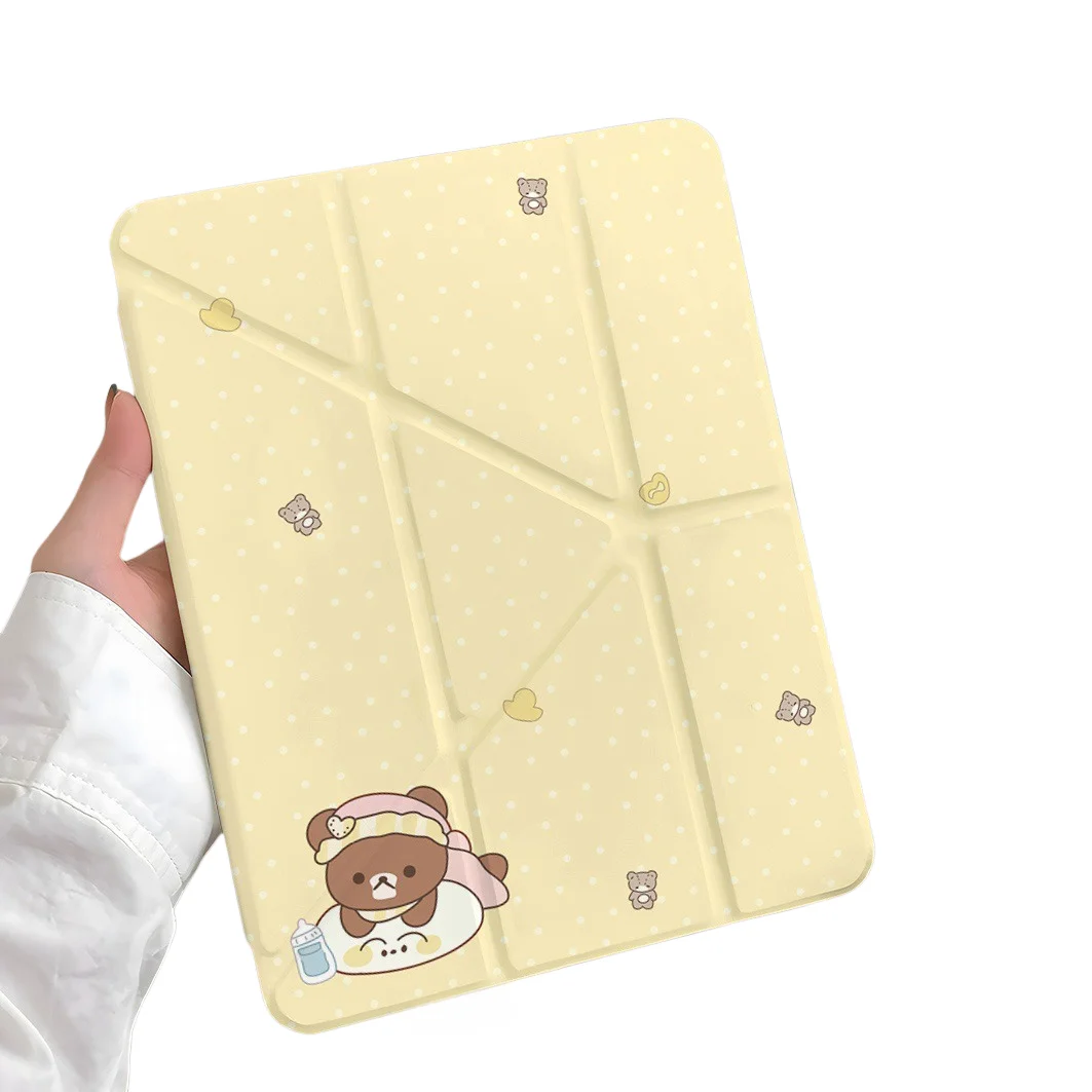 

Baby Bear Pen Slot Tablet Case For Mini7 6 iPad Pro 2024 2022 2021 2020 2019 2018 2017 11 10 9 8 7 6 5 Air7 6 5 4 3 2 1 Cover