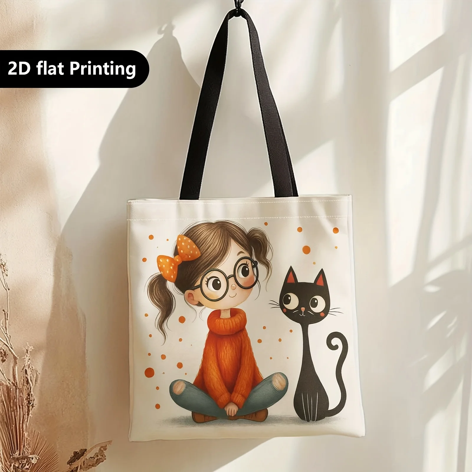 A Roomy Tote Designed for Women, Ideal for Various Daily Uses Such As Work, Cat Illustrations, Grocery Shopping