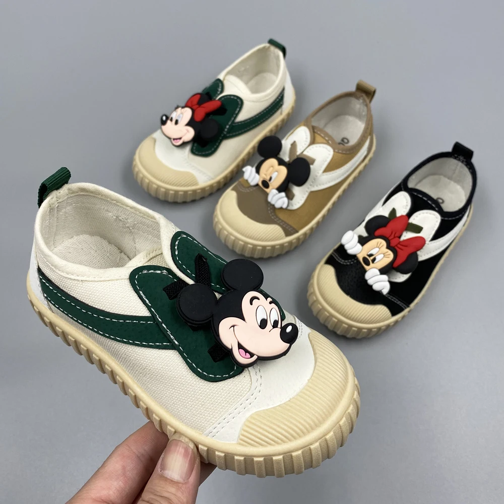 Disney Children \'s Canvas Shoes Soft Bottom Non-slip Child Casual Shoes Kids Sneakers Cute Mickey Minnie Boys and Girls Shoes