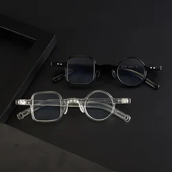 Retro TR Transparent Reading Glasses Men's Eyeglasses Round Square Frame Anti Blue Square Eyeglasses Smart Men's Glasses