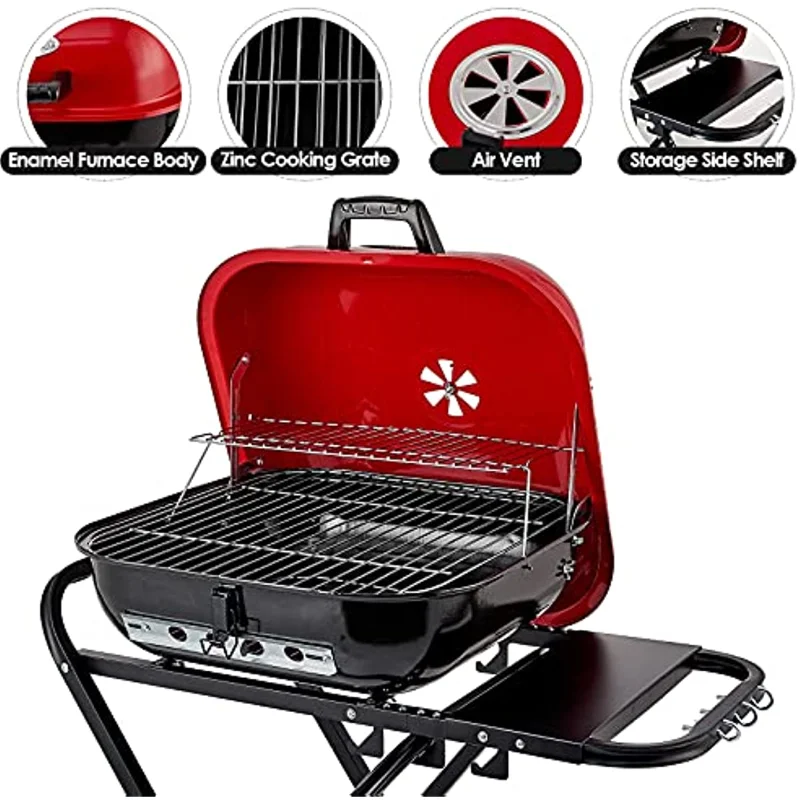 Charcoal Grill Portable Grill Folding Barbecue Grill Outdoor Cooking Grills & Smokers for BBQ Camping Patio Picnic ,18.5-Inch