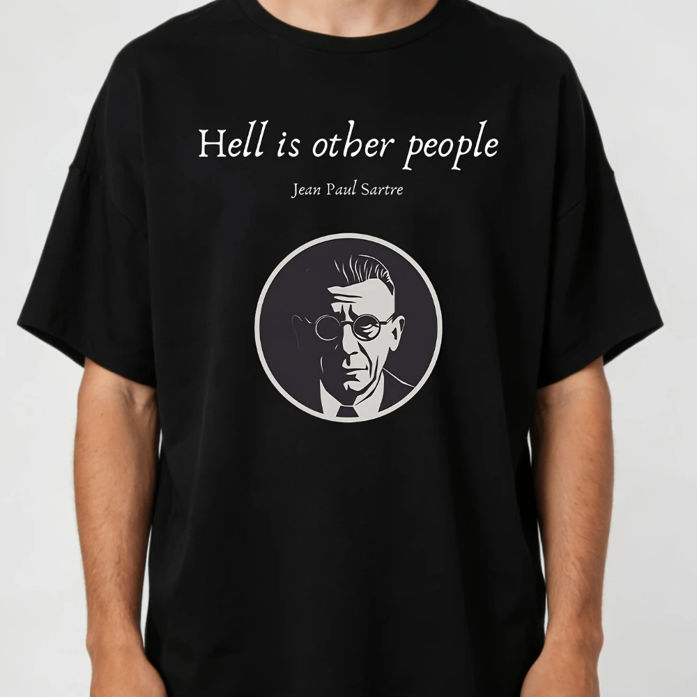 T-shirt Homme Jean-Paul Sartre « L'enfer, c'est les autres» – Citation Existentialiste – Idéal pour l'été