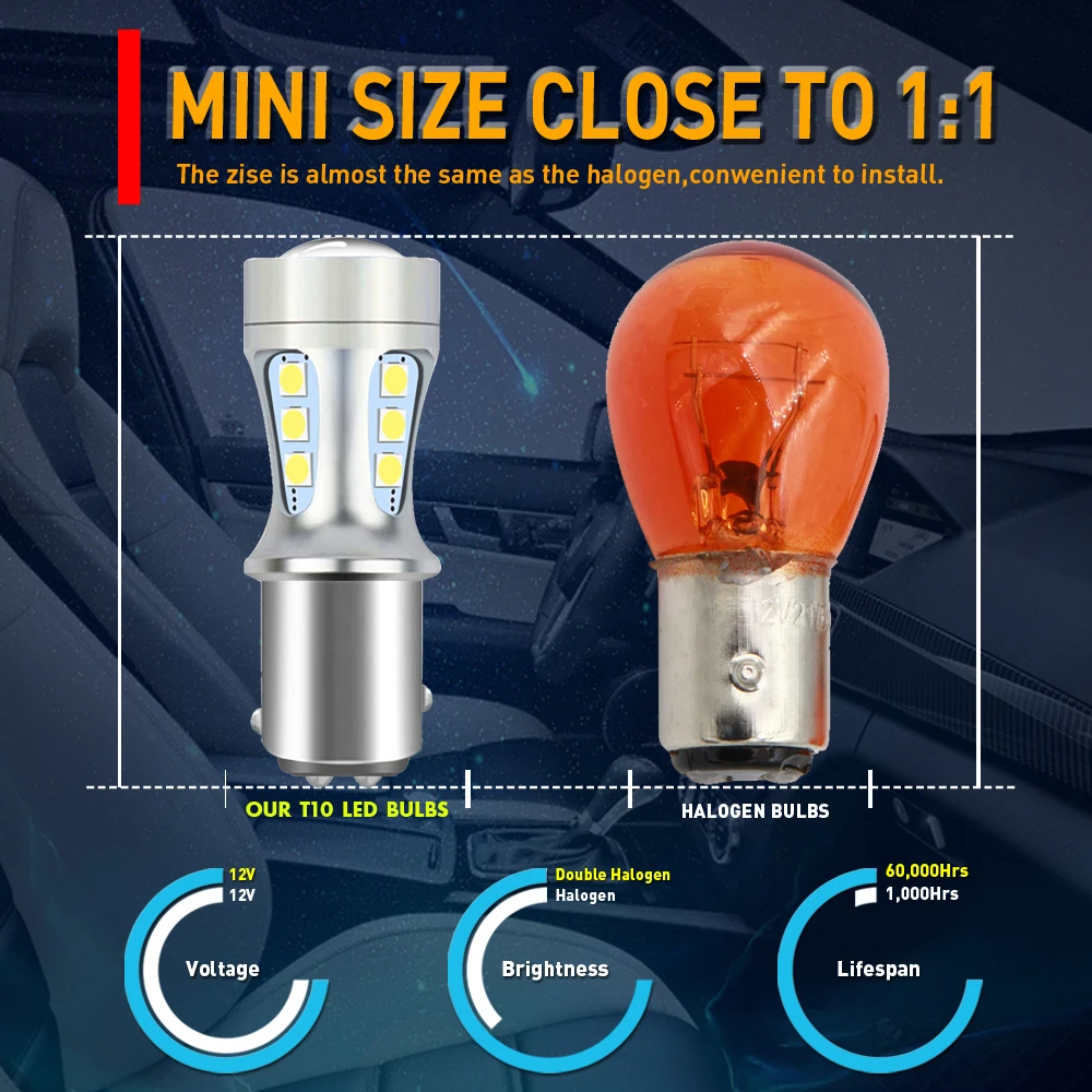 2pcs LED Reverse Light Blub Lamp P21/5W BAY15D For Suzuki Alto Baleno Celerio Grand Vitara Ignis Kizashi Swift SX4 Wagon R Samur