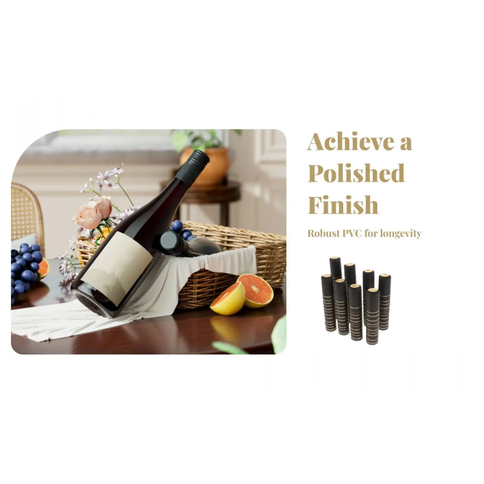 PVC Shrink Capsules for Wine Bottles 200pcs 30mm 32mm Diameter Black with Tear Strip for Homebrew Sealing