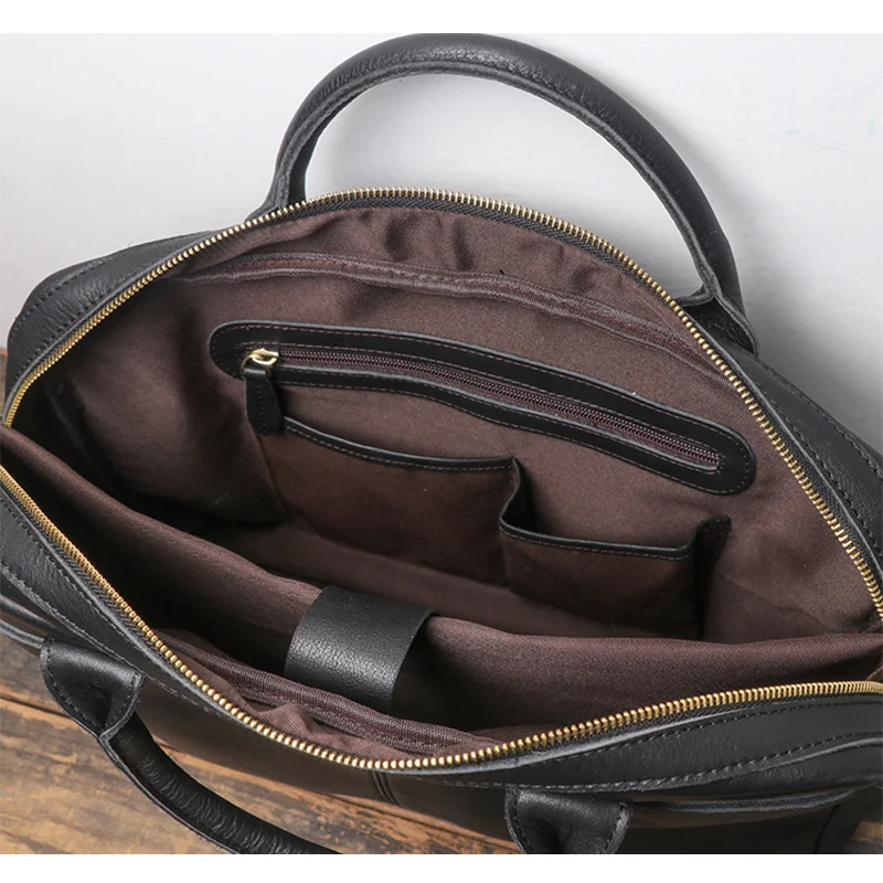 Malas de couro genuíno para homens, bolsa de trabalho e negócios, bolsa leve, bolsas vintage para laptop