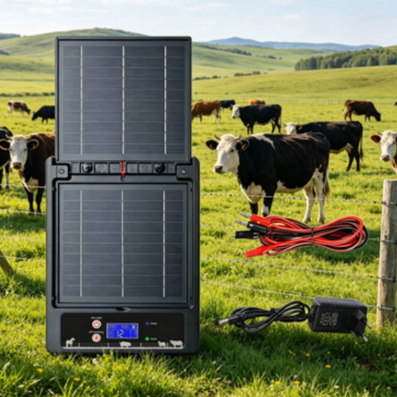 Solar Electric Fence Charger Voltage Adjustment Solar Electric Fence Box Farm Equipment Long Range Low Maintenance for Ranch view 2
