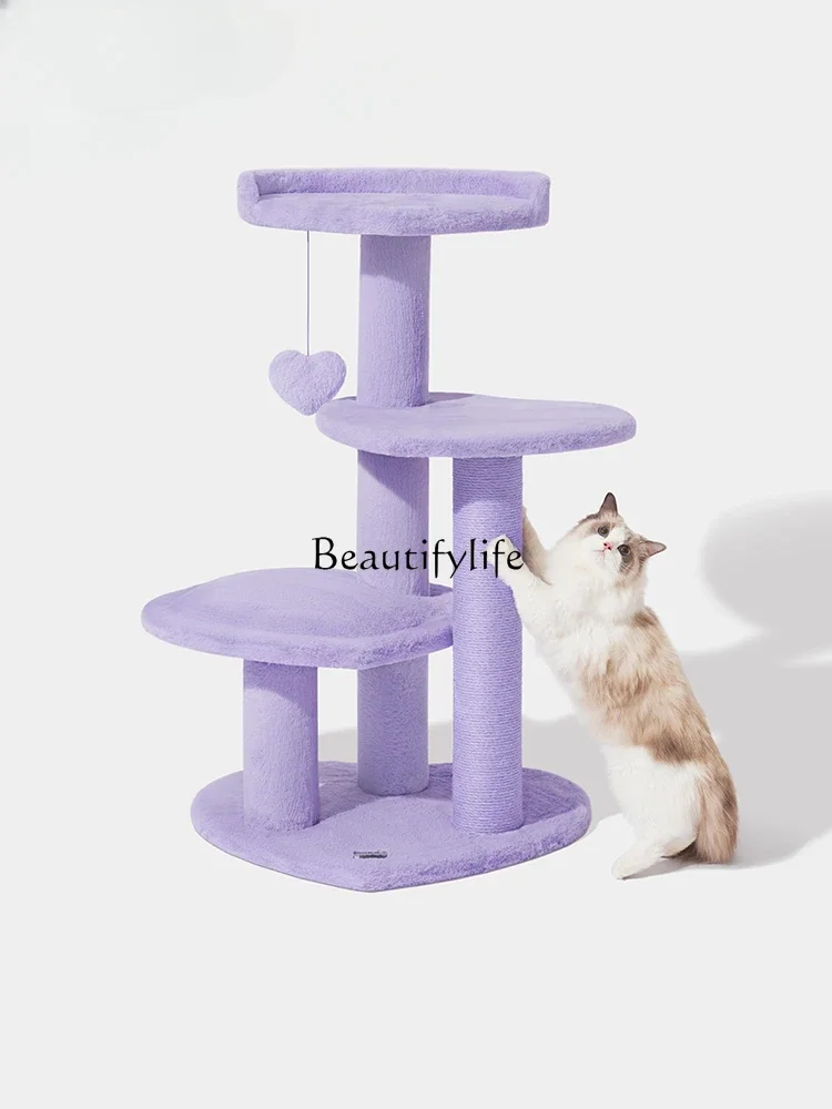 

Heart Purple Cat Climbing Frame Cat Nest Cat Scratch Board Tree Integrated Large Rack Hemp Rope Toy