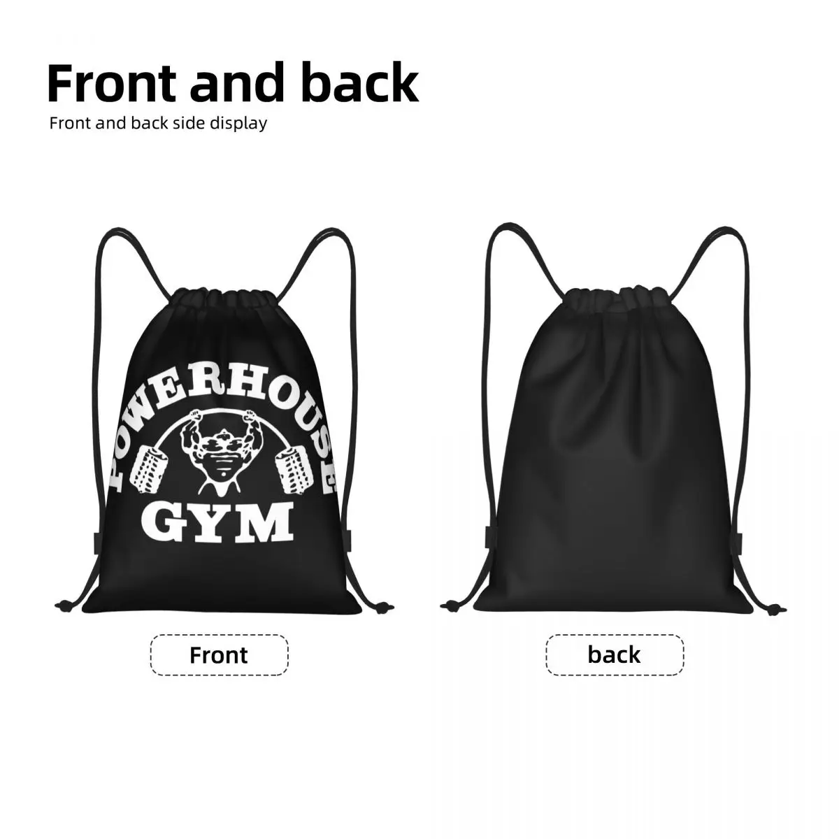 Custom Powerhouse Gym Drawstring Bag Men Women Lightweight Bodybuilding Fitness Muscle Sports Gym Storage Backpack