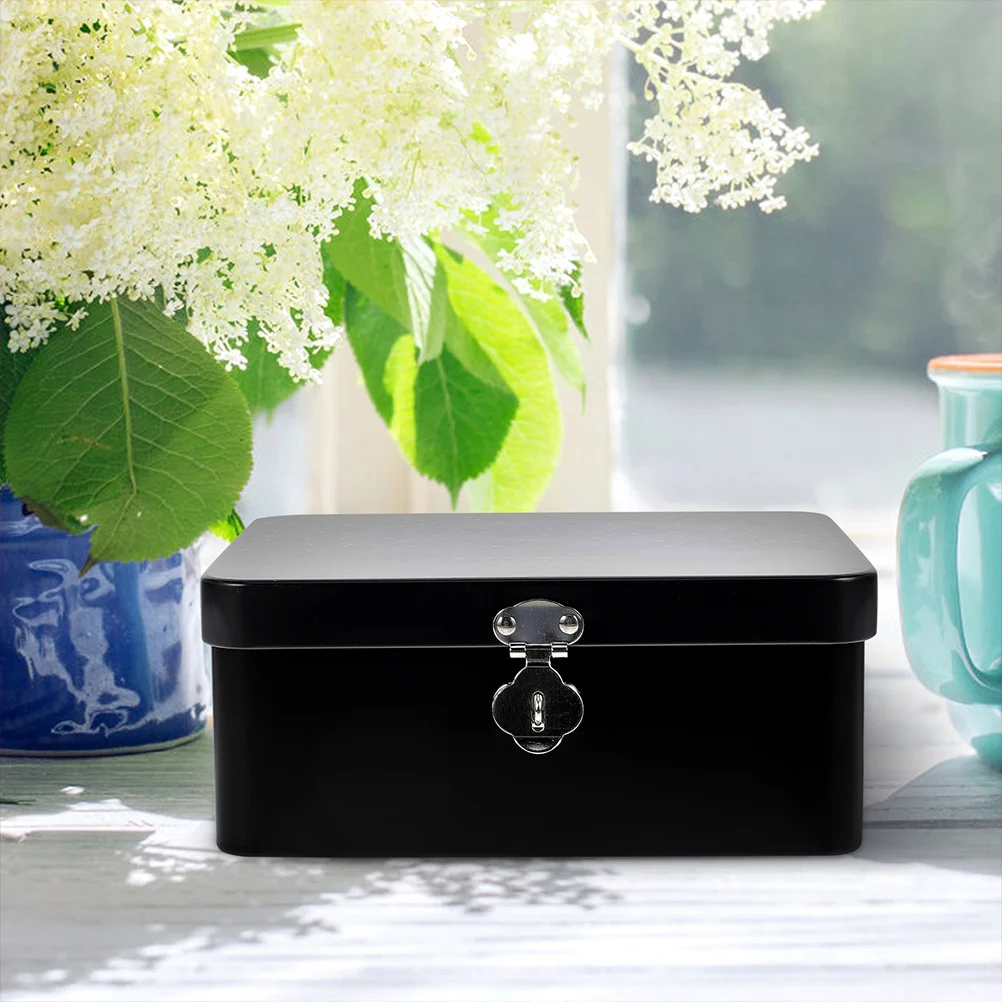 

Stylish Vintage Tinplate Storage Box Padlock Jewelry Case Home Office Organizer Tinplate Box Tin Case