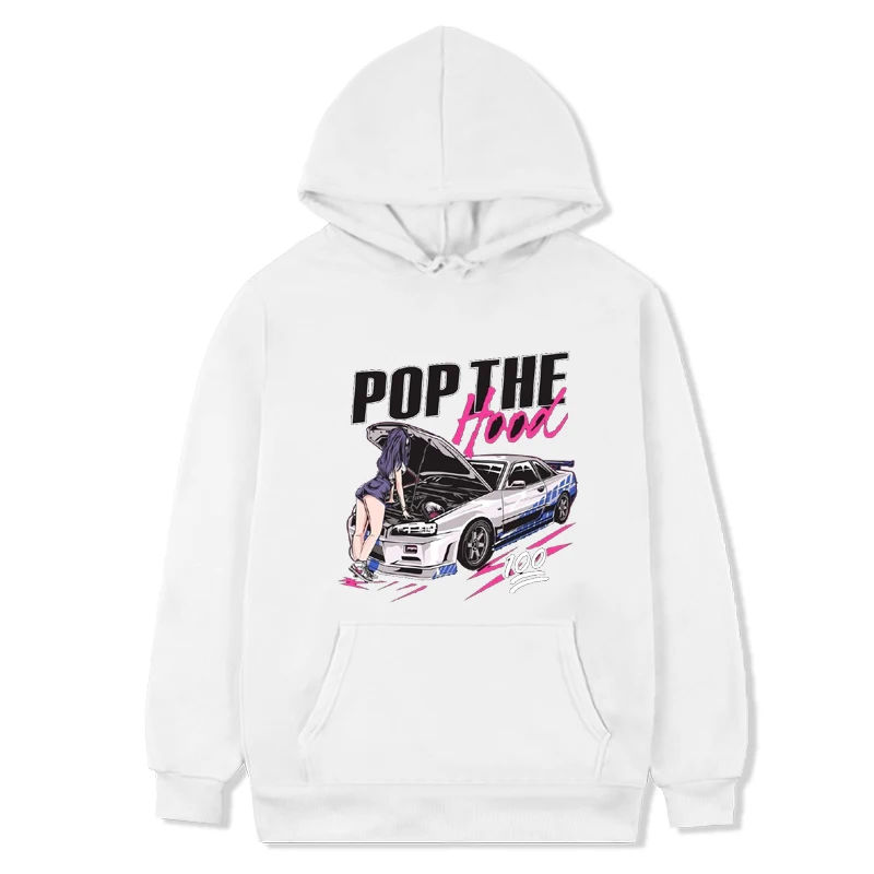 Pop the Hood Unique Portrait Sweatshirts Custom Hip-hop Tops Pullover Cartoon Gift Sweatshirt Autumn Clothes Women Student Cool