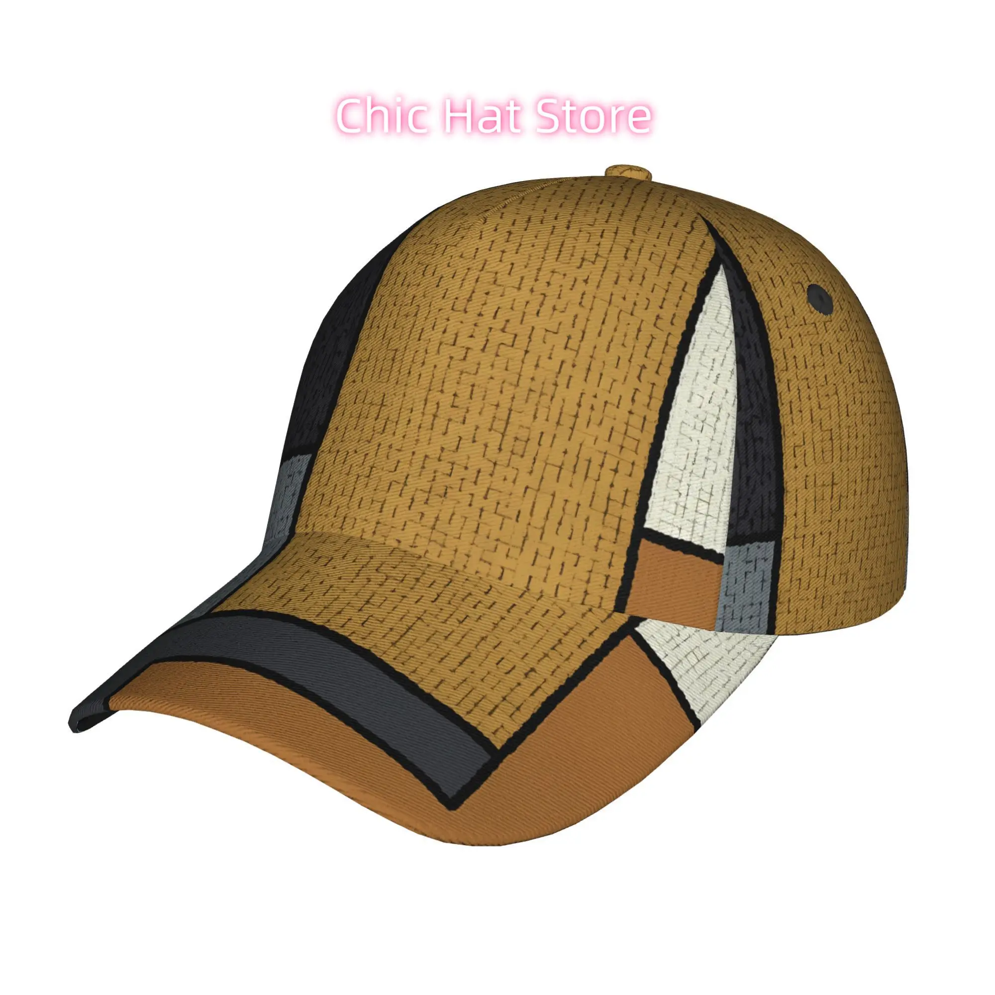 Stylish Printed Baseball Cap Featuring an Abstract Geometric Design, with a Curved Brim. This Adjustable Sports Cap Is Perfect f