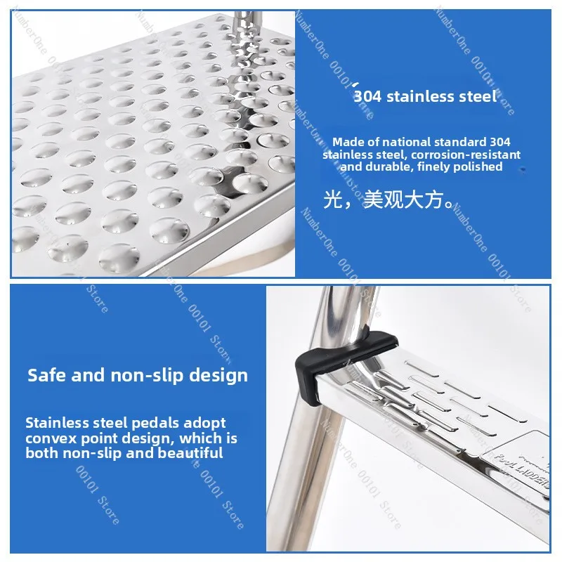 Steps Double Side Ladder for Above Ground Outdoor Swim Pool Stainless Steel Pool Ladder