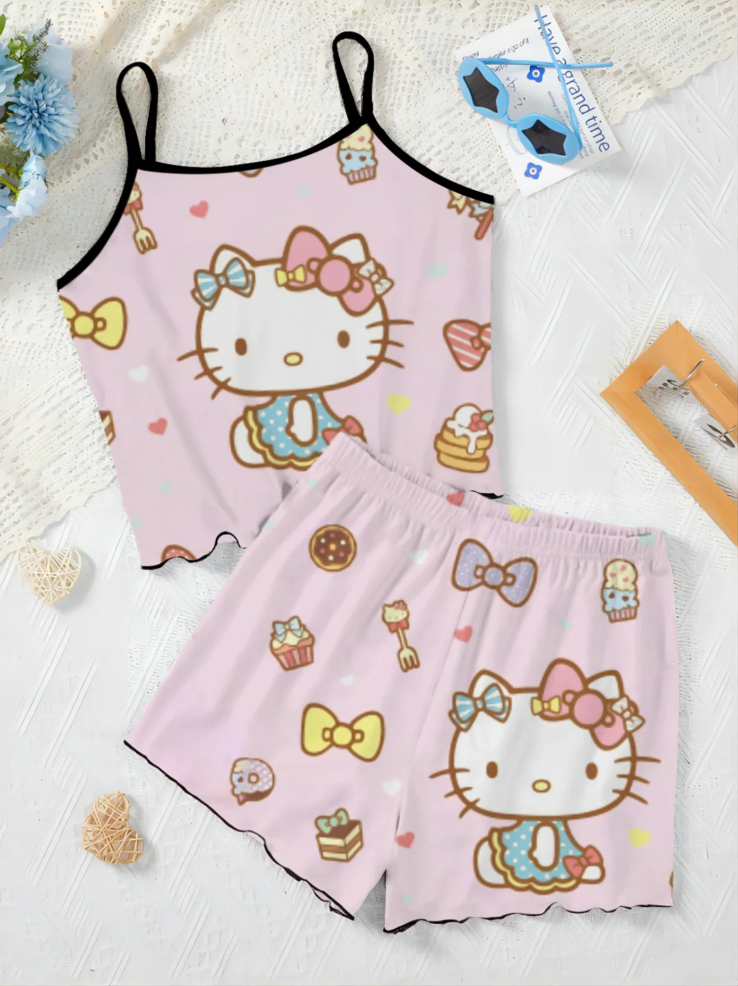 Lettuce Trim Women's Clothing Trend 2024 Trouser Suits Hello Kitty Slip Dress T-shirt Pajama Skirt Top Short Sets Pieces Elegant