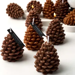 3D Pine Cone Candle Silicone Mold DIY Christmas Ornament Craft Gifts Making Tool Soap Plaster Resin Casting Molds Home Decor