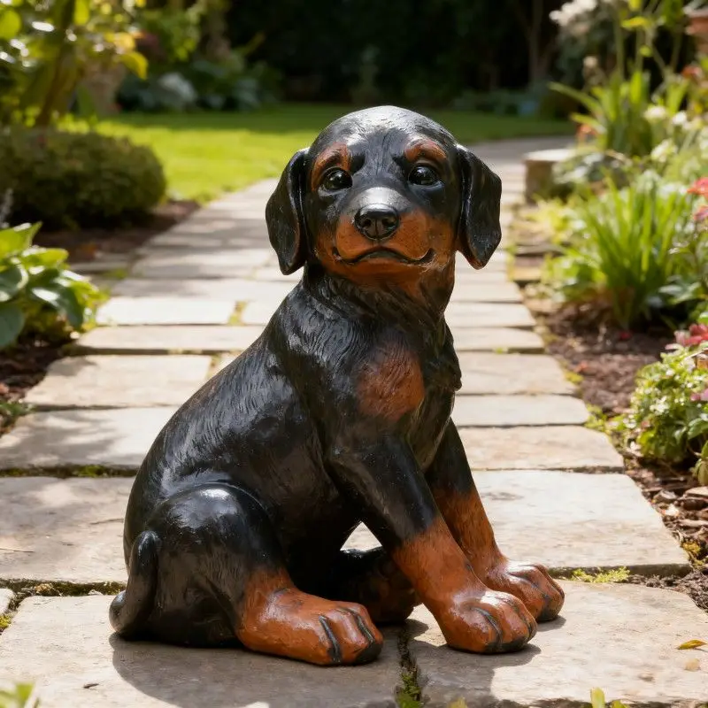 resin animal black dog squatting pose model decoration living room sculpture home garden courtyard decoration y760