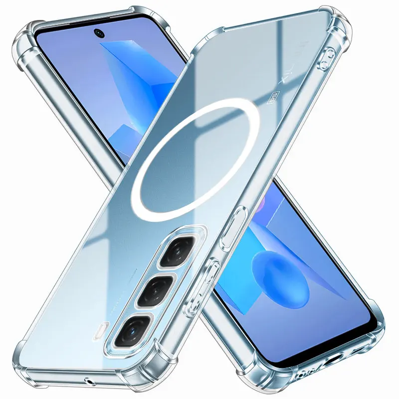 For Infinix Hot 50 4G 5G Hot 50i Case Magnetic Sticker Shockproof Clear Soft Silicone Phone Case Infinix Hot 50 Pro+ Plus Cover