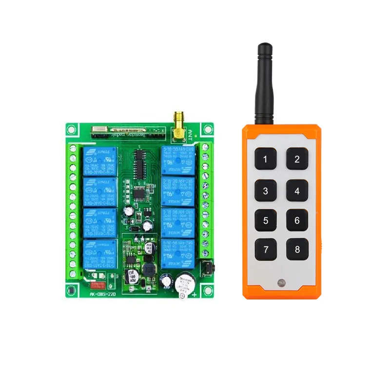 

Universal DC 12V 24V 36V 10A relay 8CH RF Wireless radio remote control switch Receiver& Transmitters 433mhz power 1000m