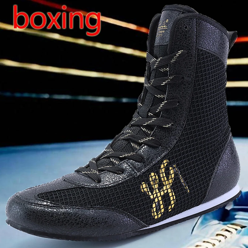 Unisex High-End Professional Boxing Wrestling Shoes Large Size Training Boots for Teens 36-46 Four Seasons Martial Arts Footwear