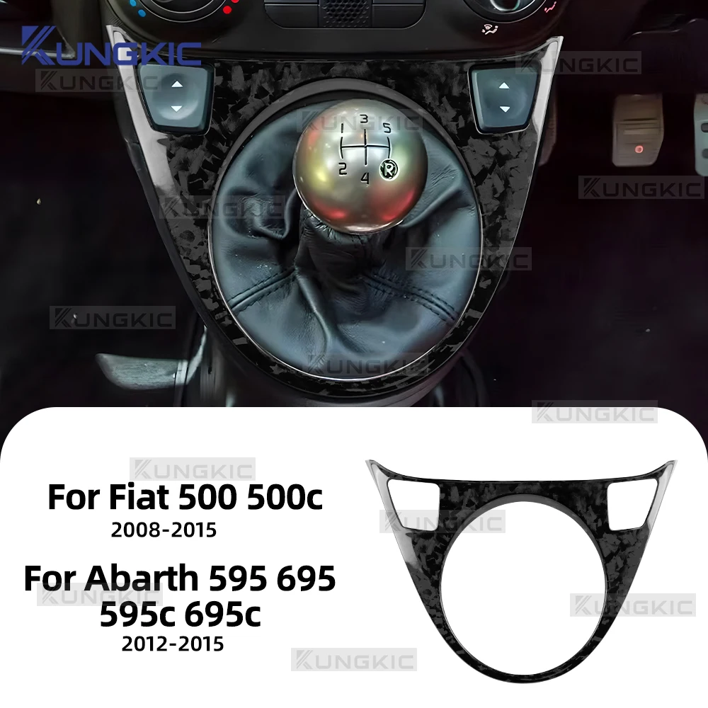 

Real Dry Forged Carbon Fiber Sticker For Abarth 595/695/595C/695C 2012-2015 Fiat 500/500C 2008-2015 AT/MT Car Gear Shift Trim