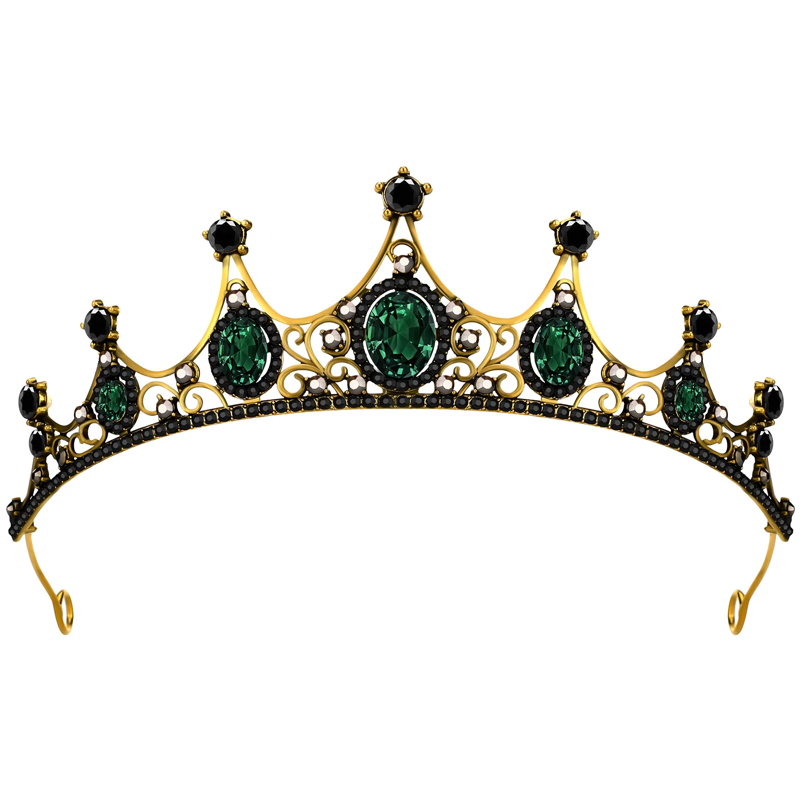 

Wedding Headpiece for Bride Green Vintage Baroque Tiara Crown Women Costume Crowns