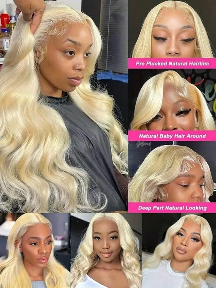 Blonde 613 Hd Lace Frontal Wig Body Wave Human Hair Wigs 13X6 Lace Front Wig 230 Density Original Brazilian Wigs Preplucked 34In image 4