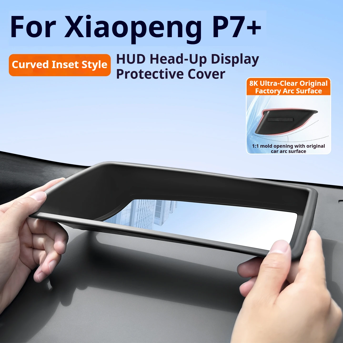 Custom HUD Protector for 2026 Xpeng P7+, ABS HUD Frame, Reduce Debris Build‑Up, High Scratch Tolerance, Noise‑Free, Black 1pc