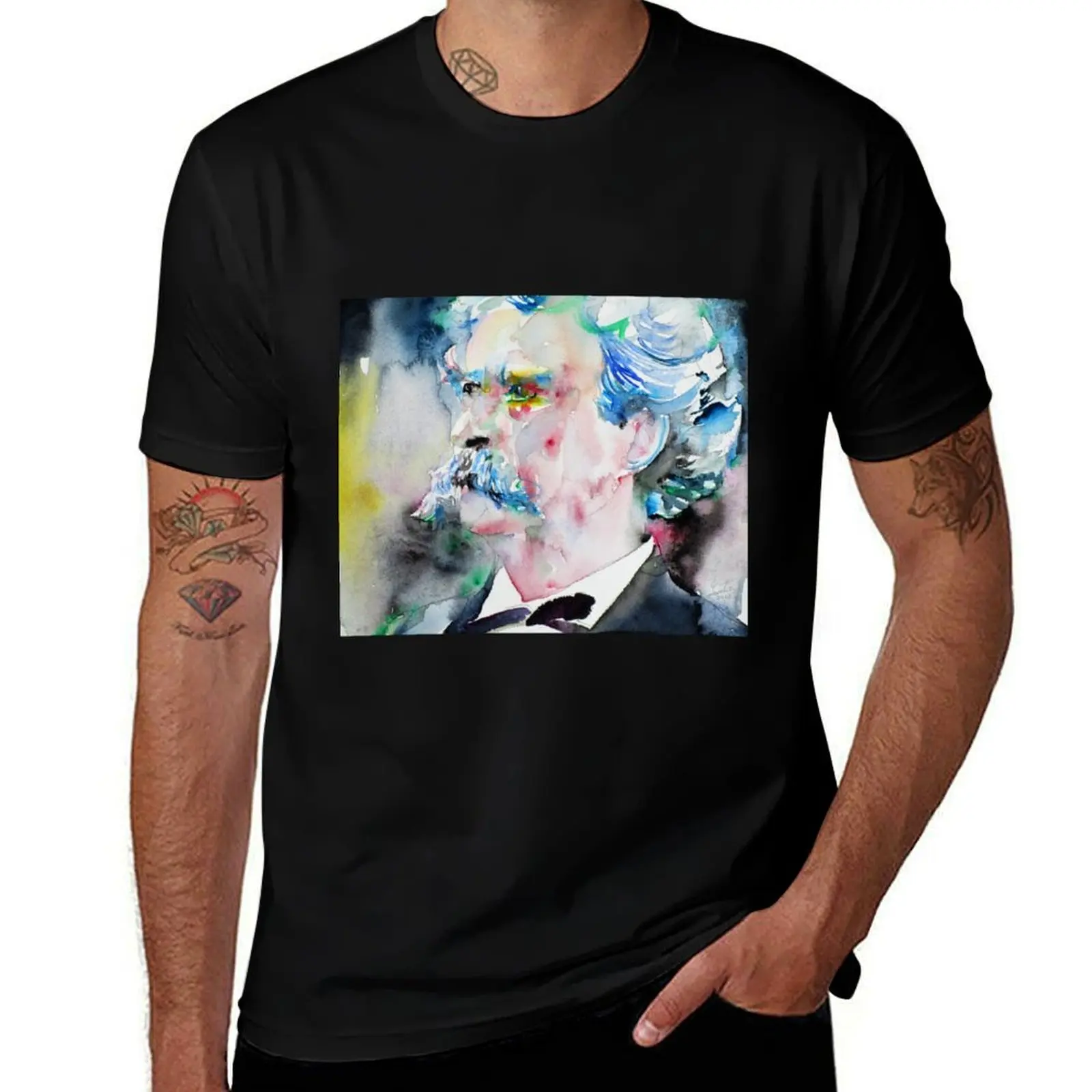 MARK TWAIN - watercolor portrait.5 T-Shirt baggy shirts cheap stuff boys whites t shirt for men