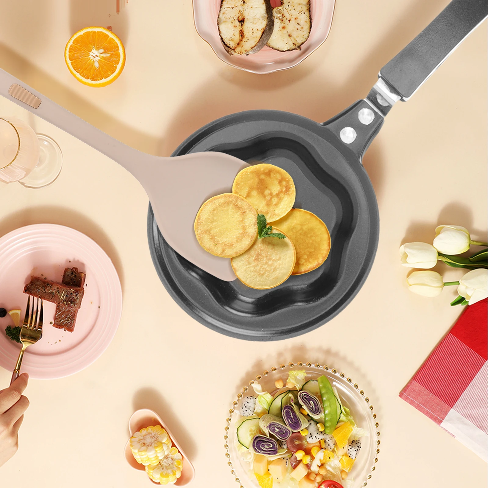 

Silicone Spatula Non stick Kitchen Cooking Wok Fish Serving Small Utensils Long H Ergonomic Protect Reusable