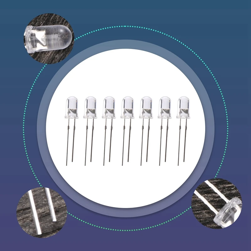 LED Bright Light Lamp Emitting Diode, 70 Piece, DC 3V-6V, 5 Mm, White