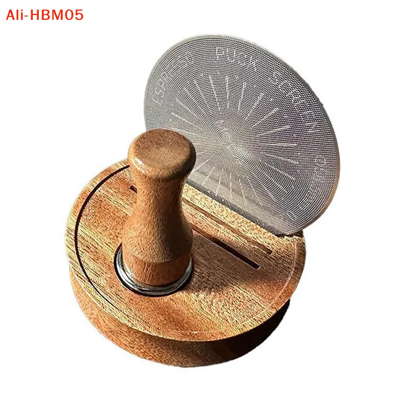 (HB05)Espresso Puck Screen Magnetic Supply With Wood Handle 51/53/58mm Stainless Steel Coffee Filter Mesh Extractor Tool