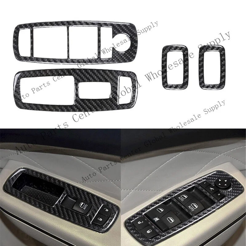 L+ 4pcs For Chrysler 300 2015-21 Carbon Fiber Window Switch Interior Cover Trim