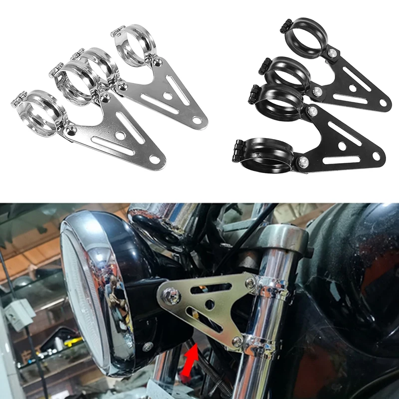 2PCS Motorcycle Headlight Bracket Universal Retro Headlight Mount Bracket Head Light Lamp Holder For 32-41Mm Fork