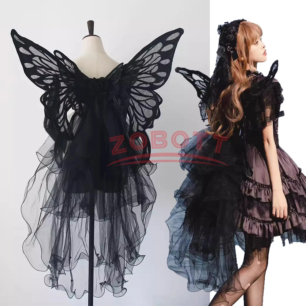 Harajuku Lace Angel Wings Fairy Dress Up Cosplay Costume Lolita With yarn Wing Accessories Little Devil Halloween DIY Decoration