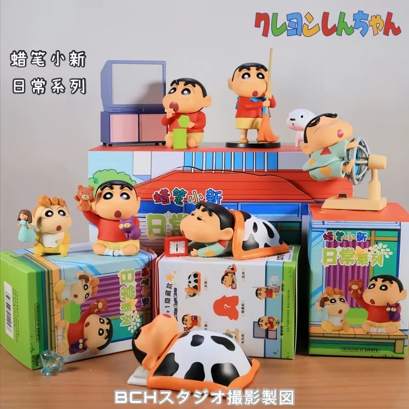 Blind Box Crayon Shin-chan Clean Nohara Kobayashi Daily Life 1pc Action Figure Collectible Toy Desktop Decoration Collection Toy