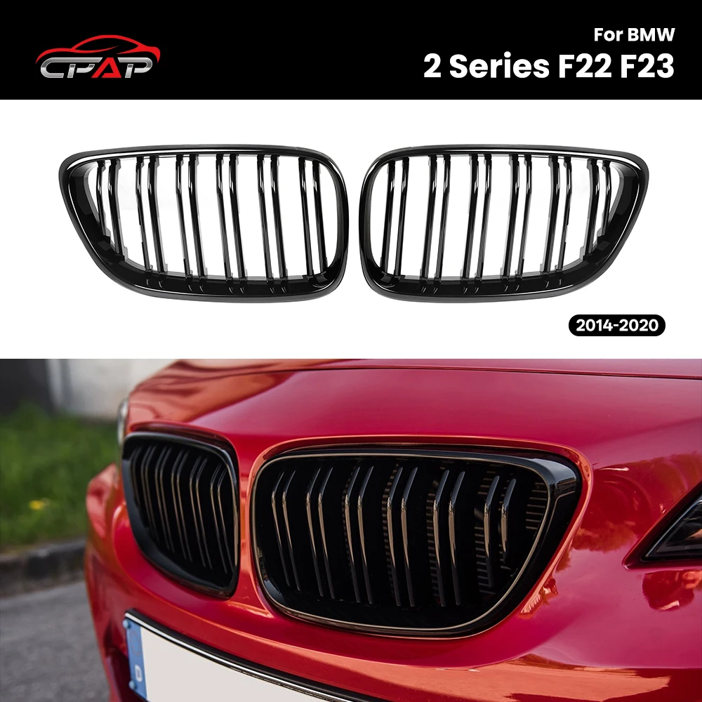 

Front Grille Bumper Kidney Grills For BMW 2 Series F22 F23 2014-2020 Gloss Black Double Slat