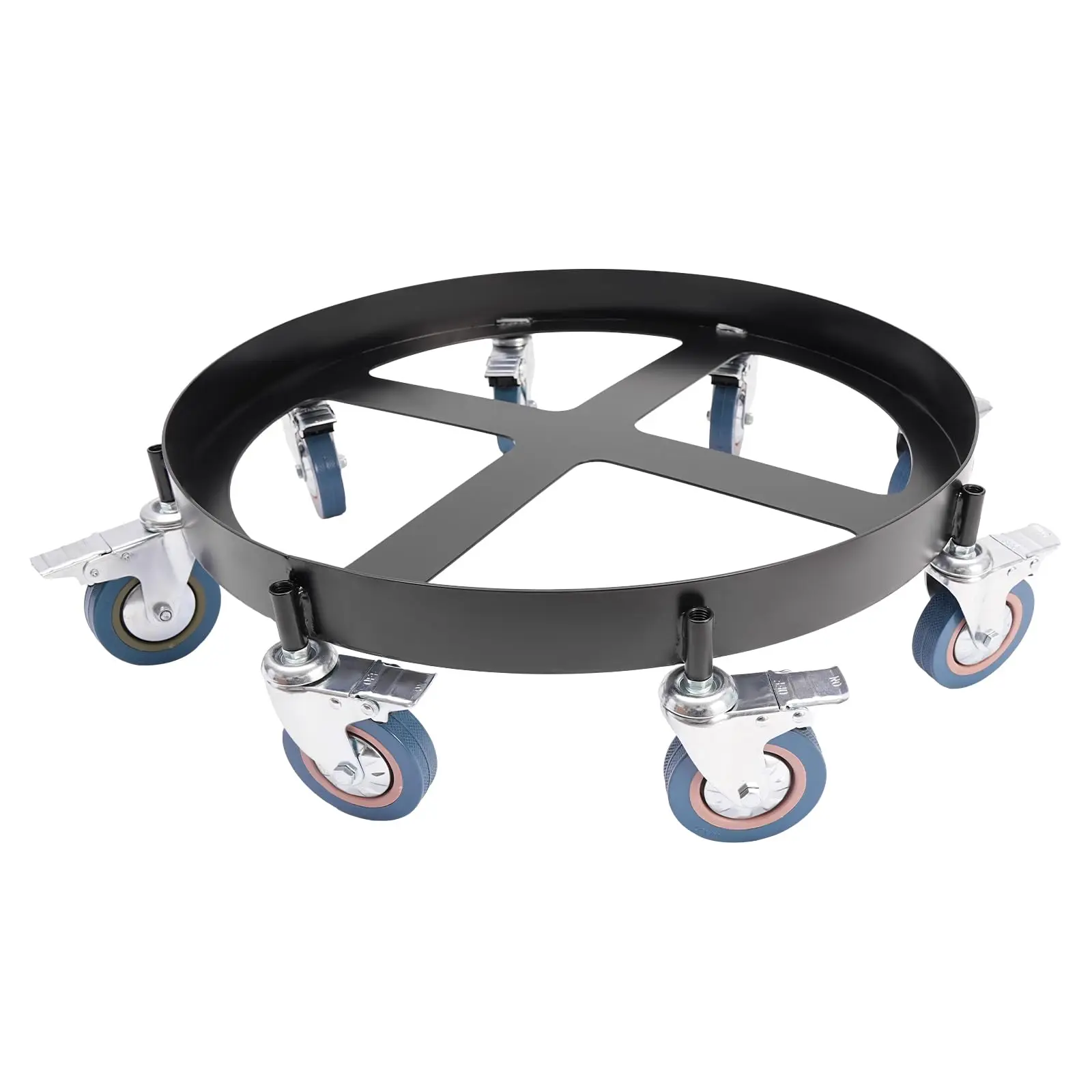 1 ¢ 55 جالون دوللي طبلة شديدة التحمل مع 8 عجلات، سعة تحميل 2000 يلوون، عربة دوللي ذات أسطوانة فولاذية، سلة مهملات مضادة للرصد