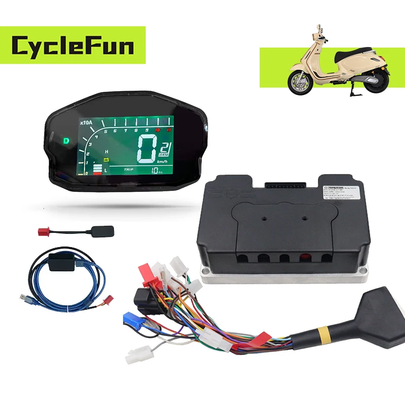 Combination Kit FarDriver ND72450 3KW-5KW Sine Wave 48V-72V Controller With DKD ONELIN Display For Electric Scooter Dirt Bike