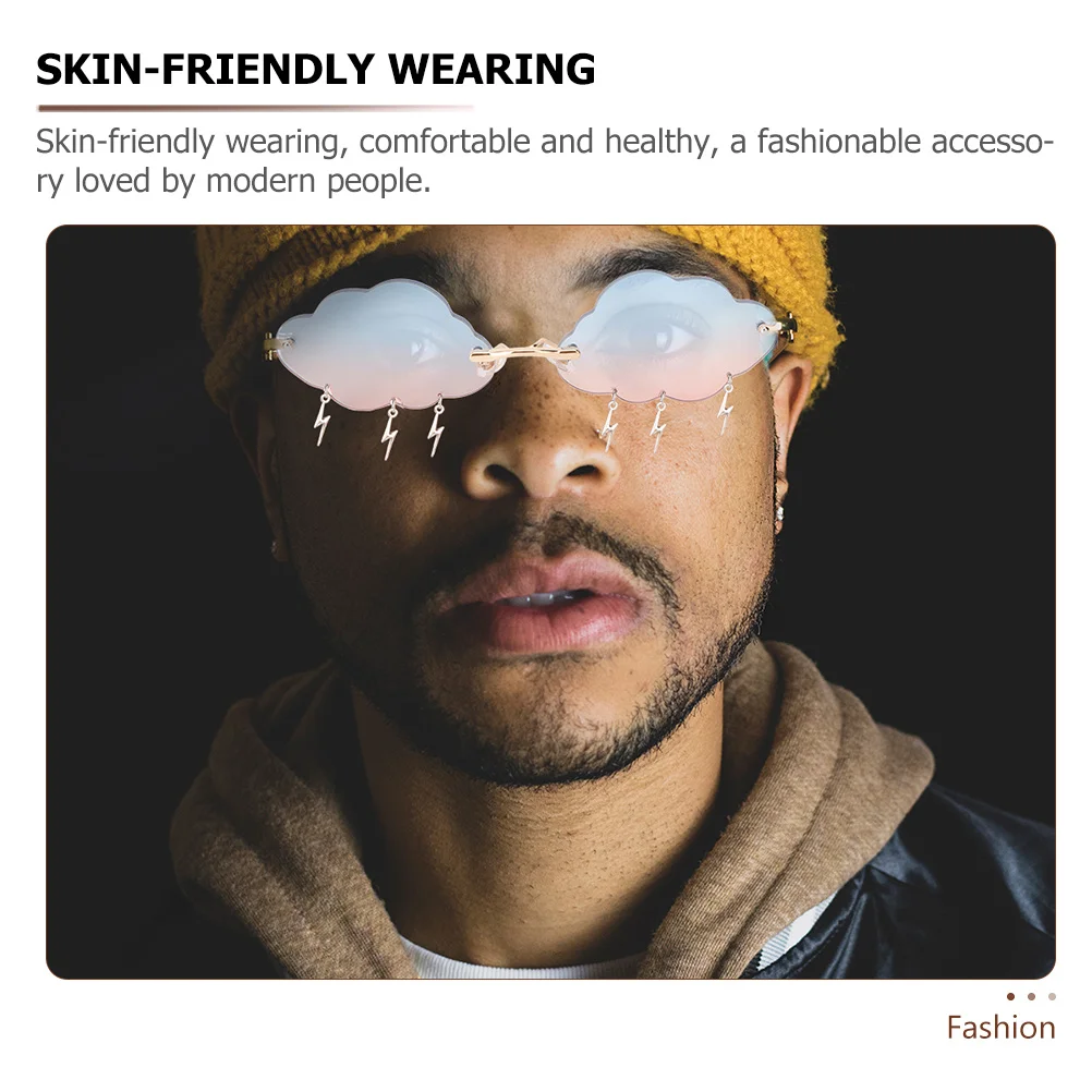 زوجان من نظارات الشمس على شكل سحابة خفيفة الوزن بدون إطار لحفلات الشاطئ والعطلات والصور النظارات الشمسية العصرية للنساء #1