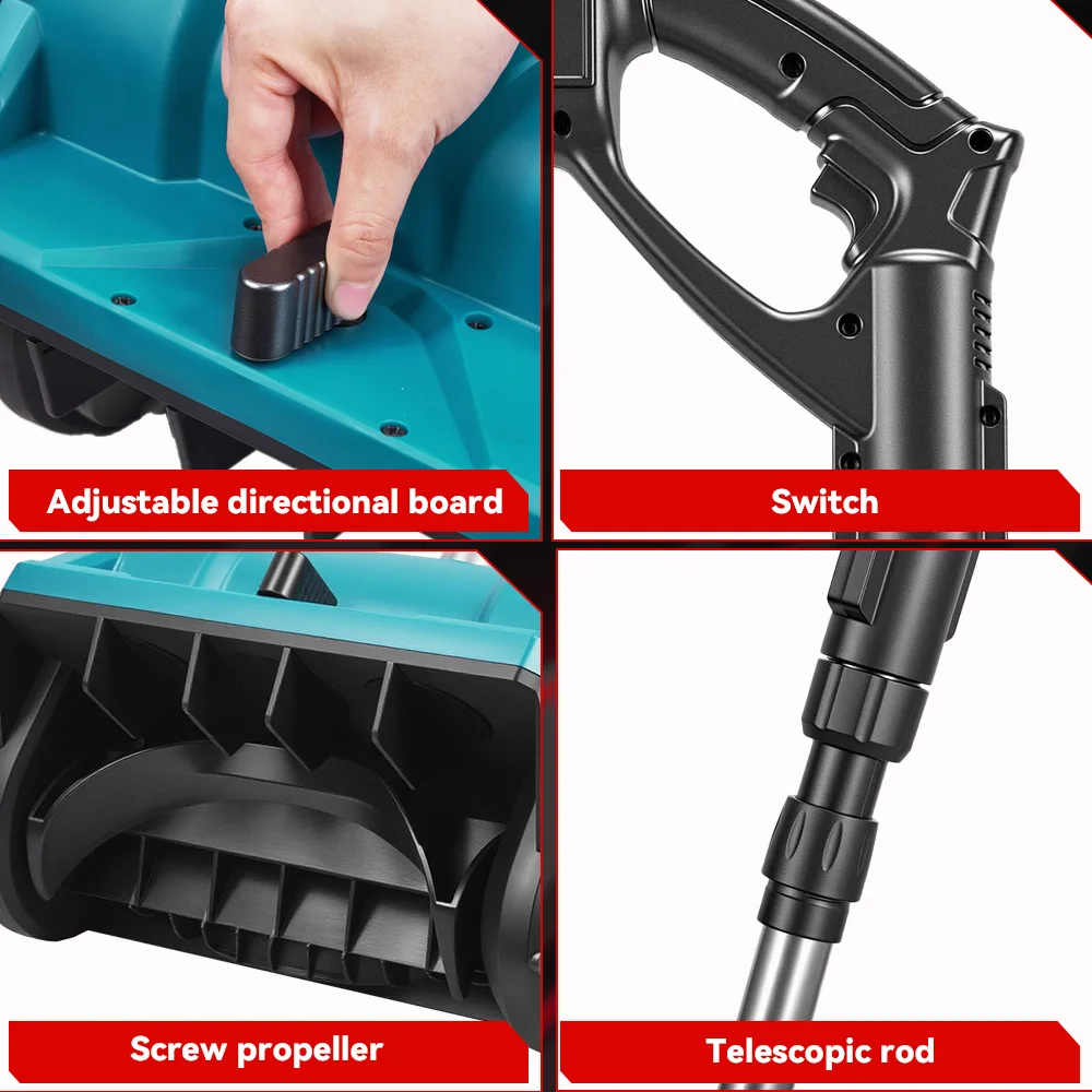 ONEVAN 3000W Bürstenloser Elektrischer Schneepflug, Kabelloser Handgehaltener Hof- und Straßenreiniger, Schneebeseitigungsgerät für Makita 18V Akku – Detail 9